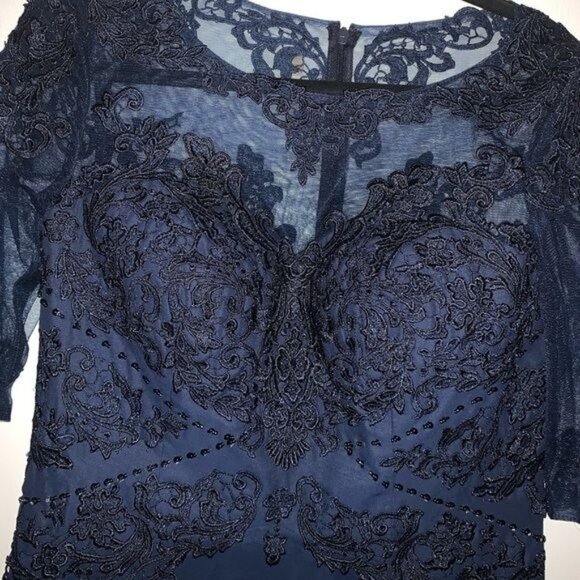 Asymmetrical Chiffon Evening Dress With Sequined Bodice & High Low Skirt - Picture 3 of 13